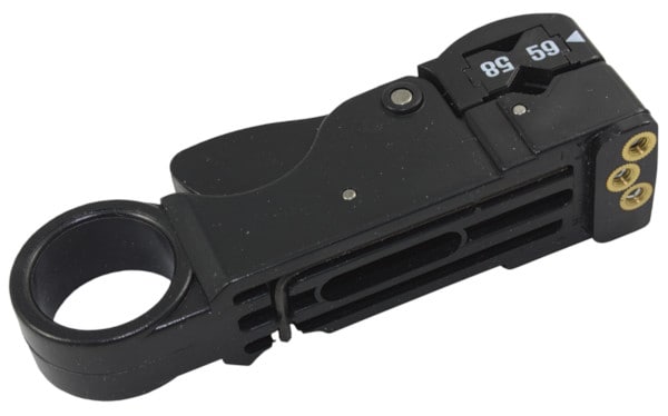 Stripping tool for RG59 and RG58 coaxial cables