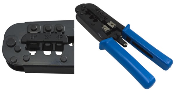 A crimp tool for RJ11, RJ12, RJ22 & RJ45